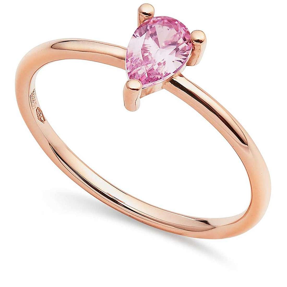Ambrosia Anello in Oro rose 750 zircone rosa goccia Gioielleria Deiana