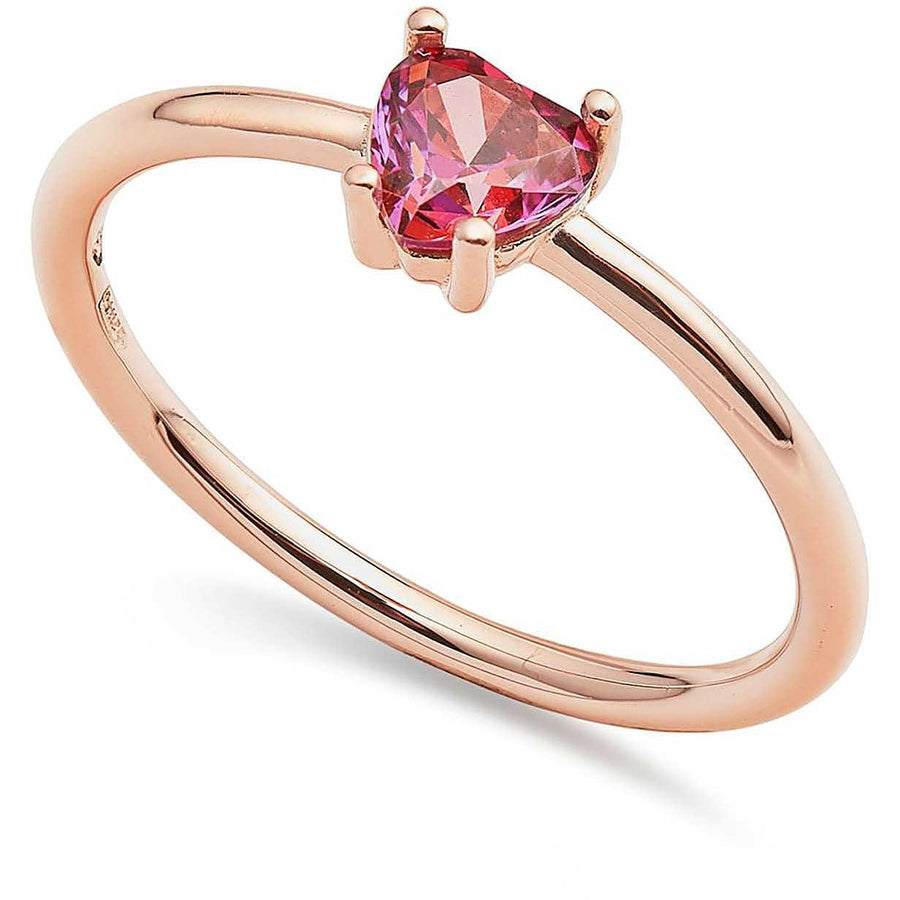Ambrosia - Anello in Oro rosè 750, zircone rosso cuore