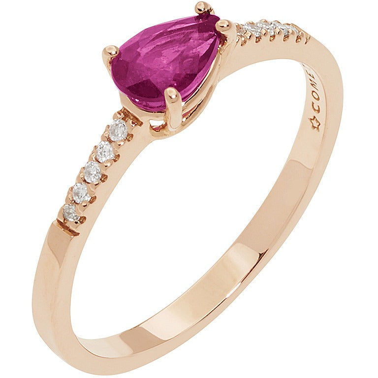 Comete Gioielli -  Anello in oro rosa con rubino e diamanti linea Gocce di Stell