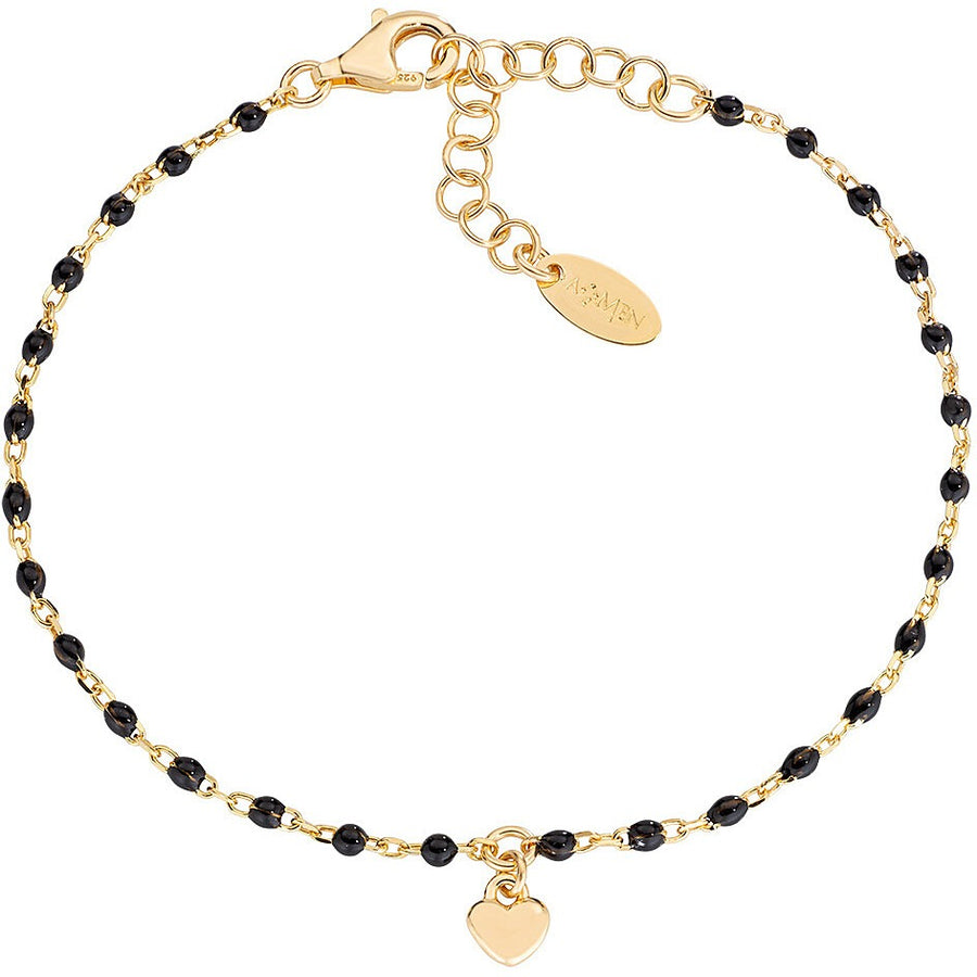 Amen - Bracciale "Cuore" in Argento Dorato con Smalto