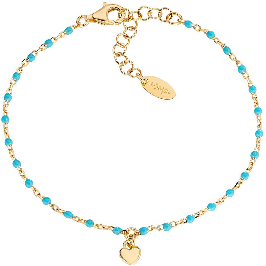 Amen - Bracciale "Cuore" in Argento Dorato con Smalto