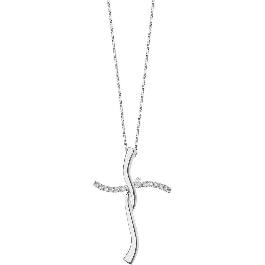 Comete Gioielli - Collana con croce in oro bianco e diamanti