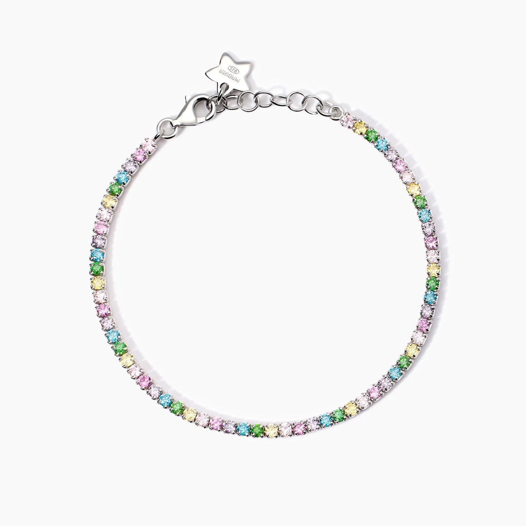 Bracciale tennis da bambina MINI TENNIS con pietre colorate