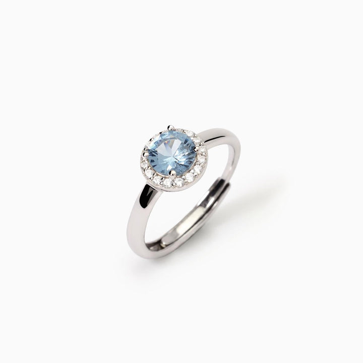 Anello REVIVAL con acquamarina sintetica e zirconi