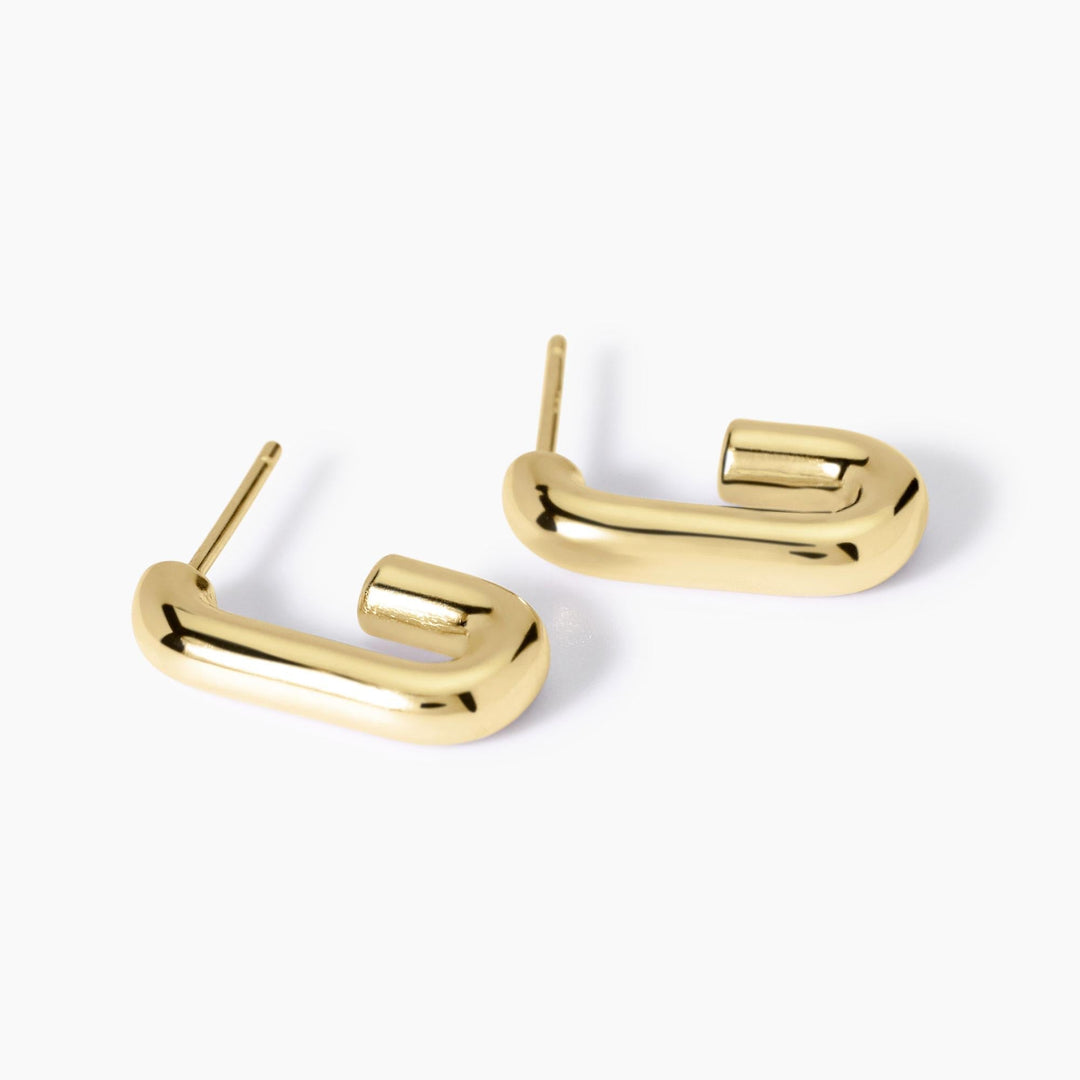 Orecchini chunky OPEN DAY rettangolari in argento dorato