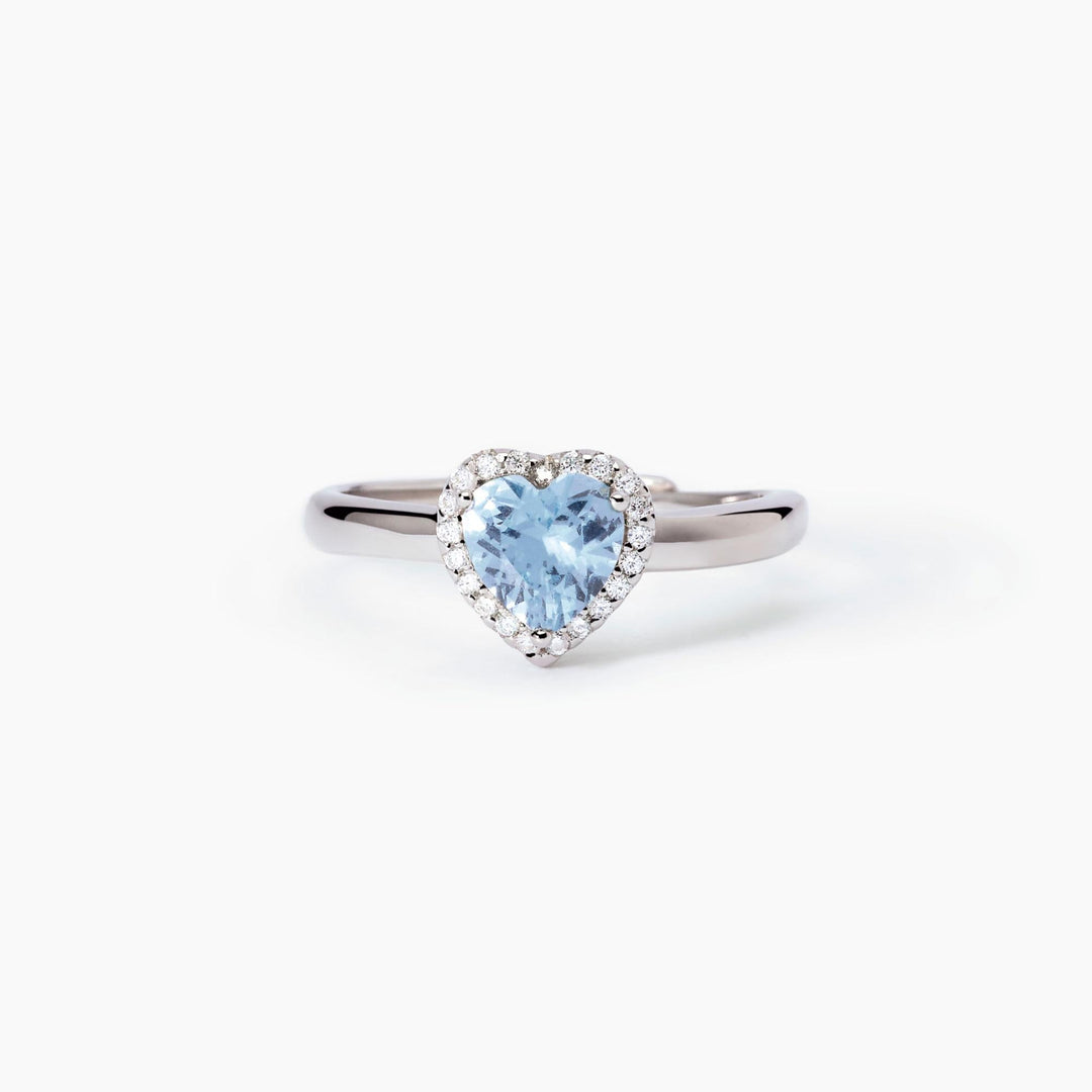 Anello LOVE AFFAIR con cuore azzurro e zirconi