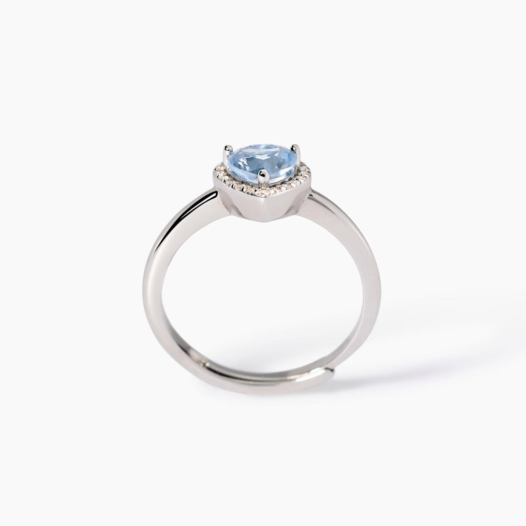 Anello LOVE AFFAIR con cuore azzurro e zirconi