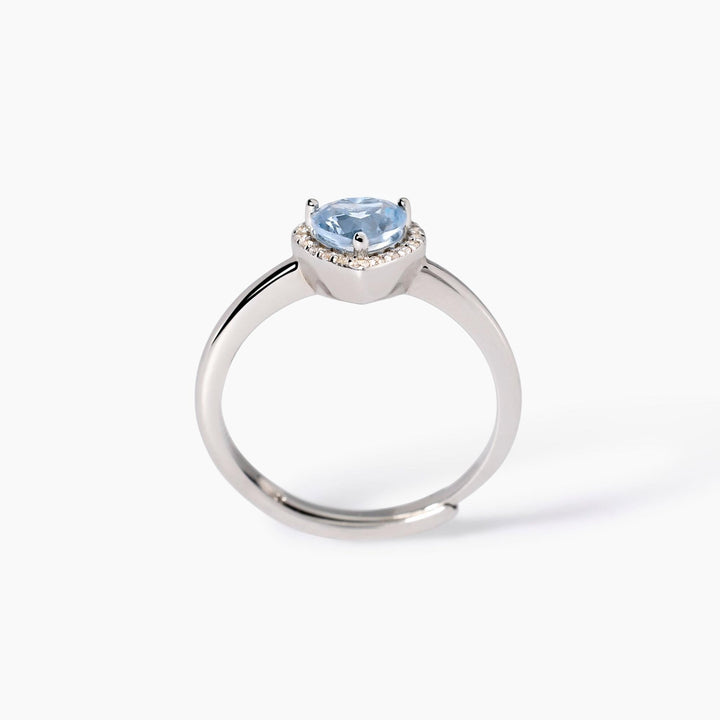 Anello LOVE AFFAIR con cuore azzurro e zirconi