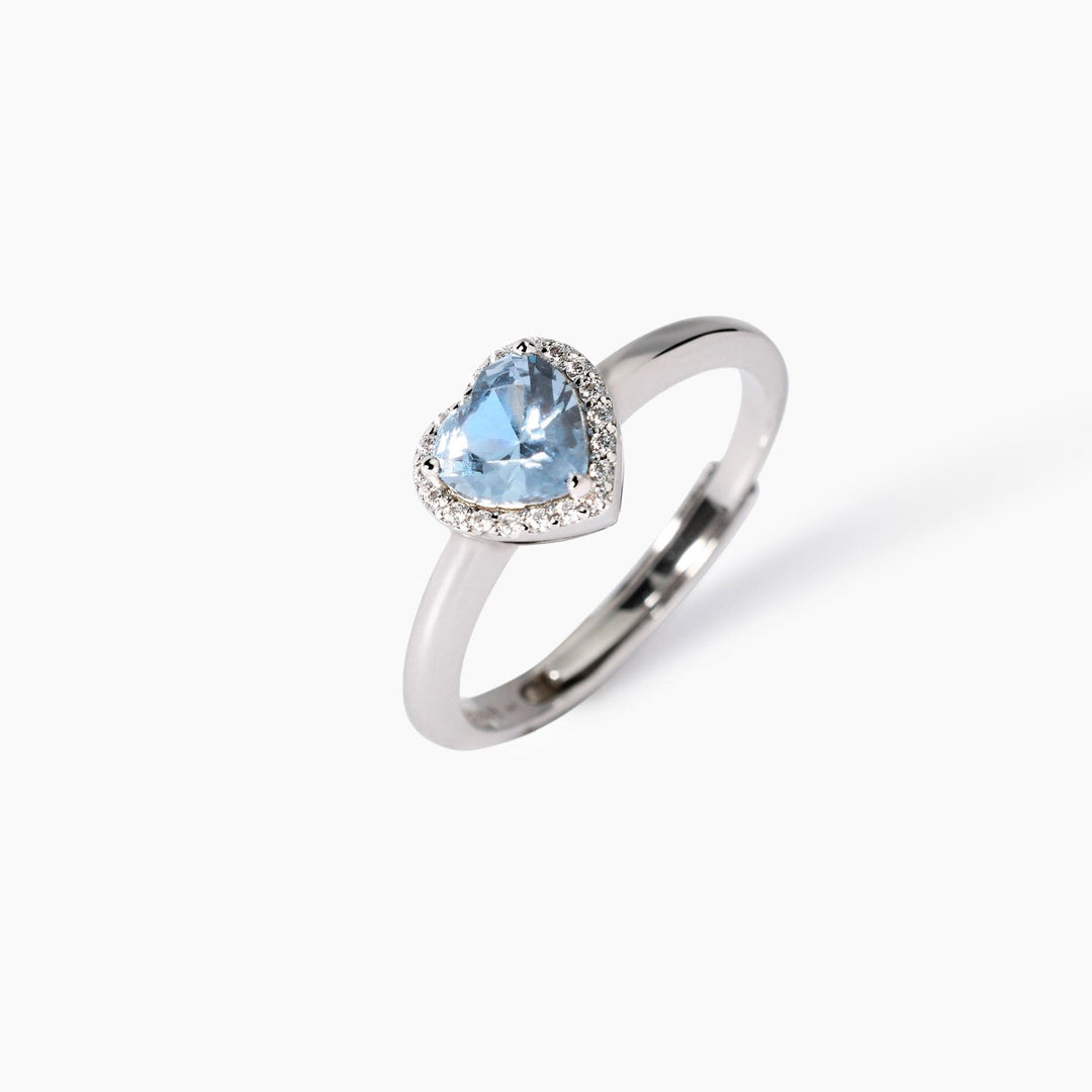 Anello LOVE AFFAIR con cuore azzurro e zirconi