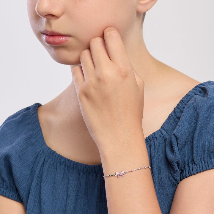 Bracciale da bambina PINK LADY con fiocco rosa smaltato