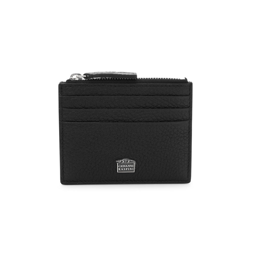 Portacarte con zip pelle goffrata