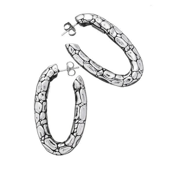 Orecchini Ovale Croco - Orecchini cerchio in Argento 925