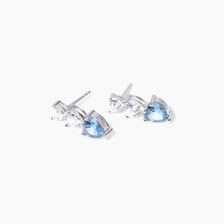 Orecchini pendenti LOVELY con cuori e acquamarina sintetica