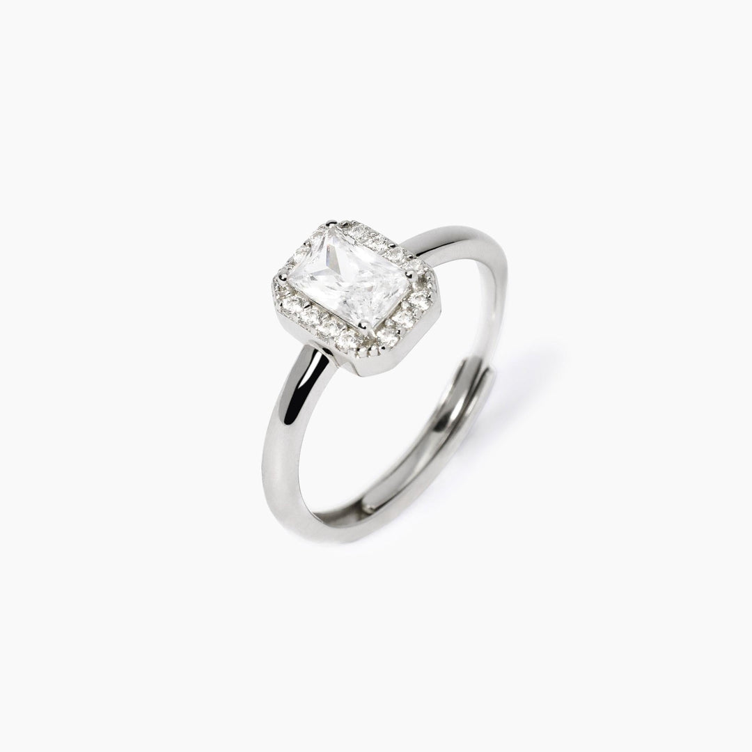 Anello COOL OR RÉTRO? con zircone ottagonale e baguette