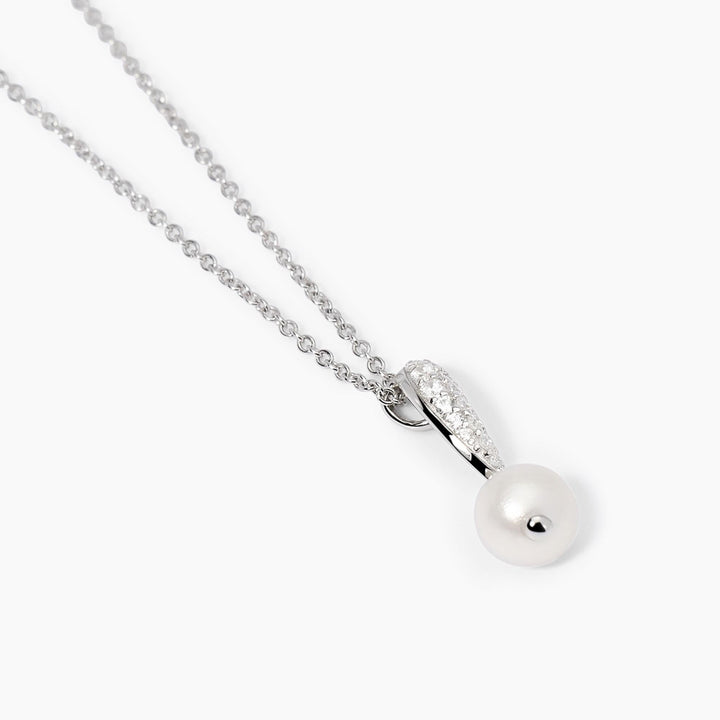 Girocollo OPERA con pavé di zirconi e perla coltivata