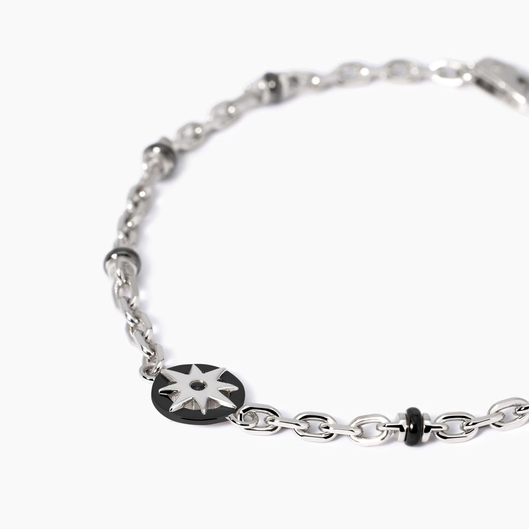Bracciale uomo BALI con rosa dei venti e cilindri bruniti