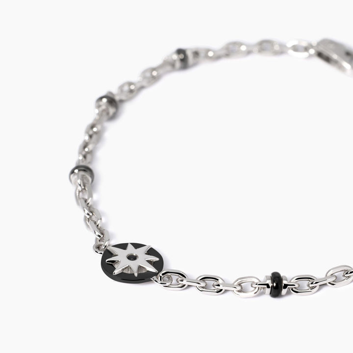 Bracciale uomo BALI con rosa dei venti e cilindri bruniti