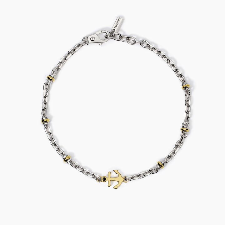 Bracciale uomo BALI con ancora e cilindri dorati