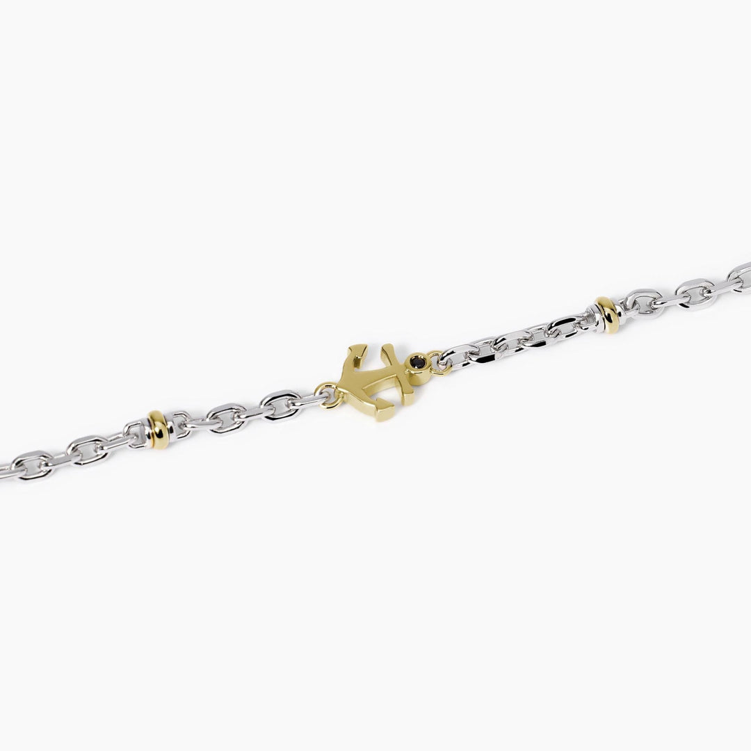 Bracciale uomo BALI con ancora e cilindri dorati