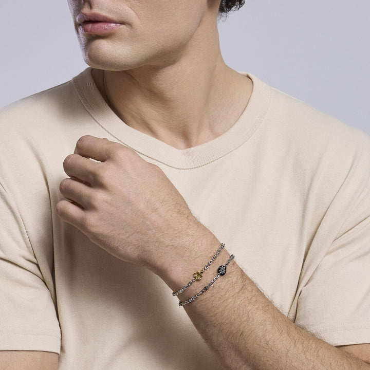 Bracciale uomo BALI con ancora e cilindri dorati