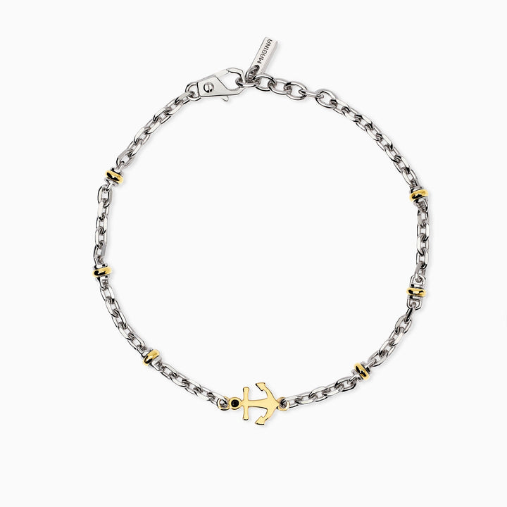 Bracciale uomo BALI con ancora e cilindri dorati