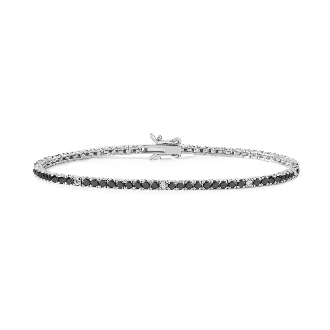 Bracciale in Argento 925. Zirconi neri e bianchi. Mis 17cm