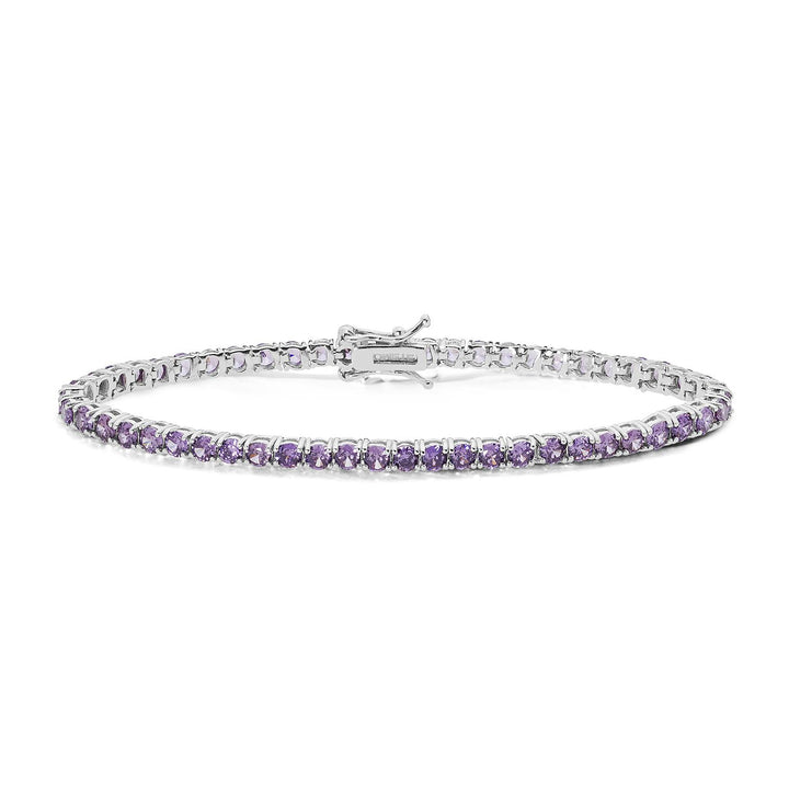 Bracciale in Argento 925% lucido, zirconi viola ametista
