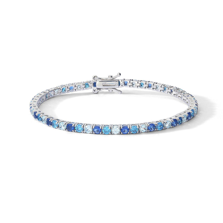 Bracciale in Argento 925 con Zirconi color zaffiro, topazio e acquamarina