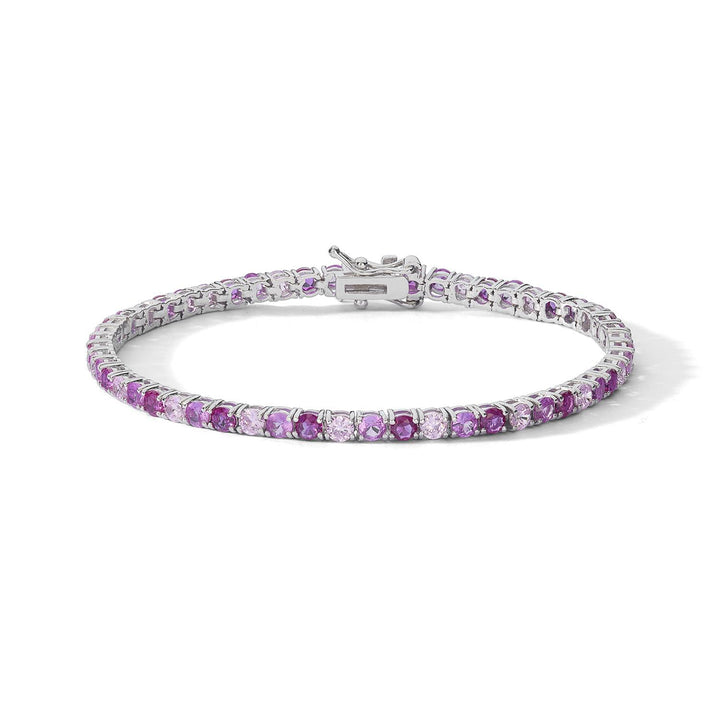 Bracciale in Argento 925 con Zirconi color rubino e rosa