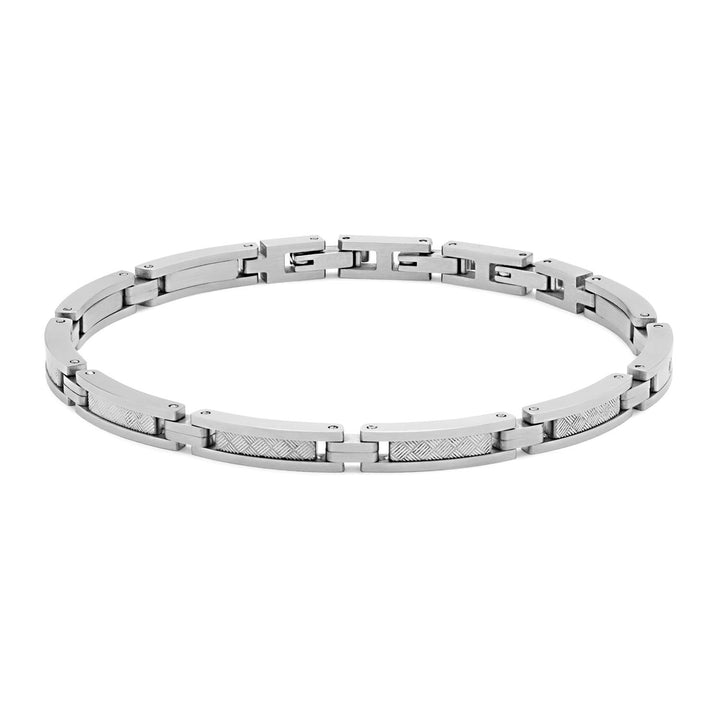 Bracciale in Acciaio lucido e satinato, Zircone nero