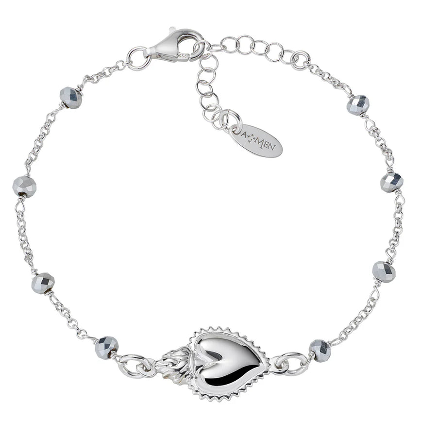 Bracciale Sacro Cuore con Cristalli Grigi
