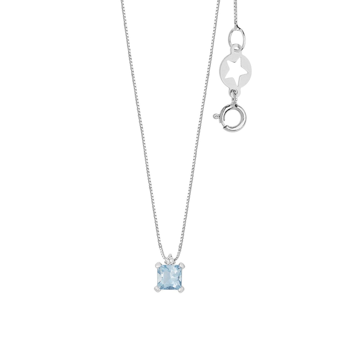 Girocollo in Oro bianco 750 . Diamanti P.Ct. 1 Colore G Purezza SI. Acquamarina