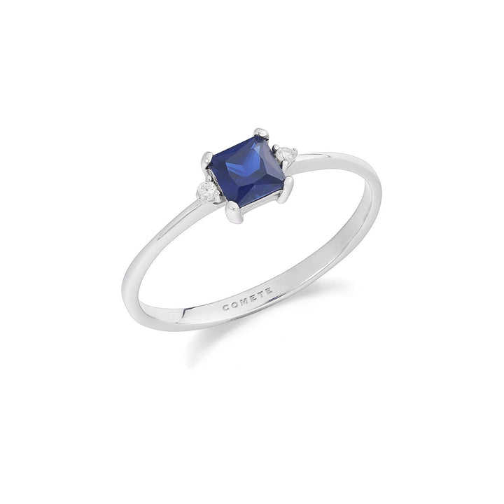 Anello in Oro bianco 750 . Diamanti P.Ct. 2 Colore G Purezza SI. Zaffiro blu