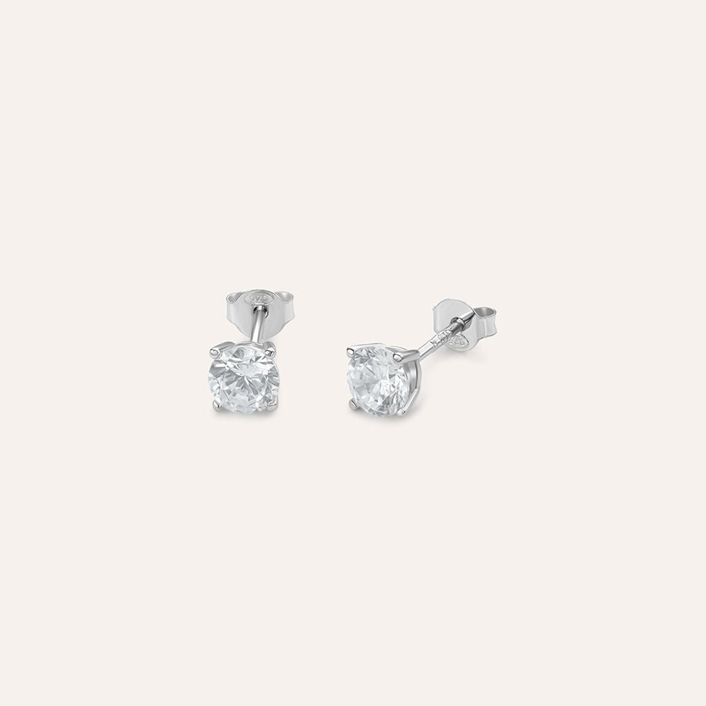 Orecchini punto luce Silver Elegance in argento con zircone 5 mm