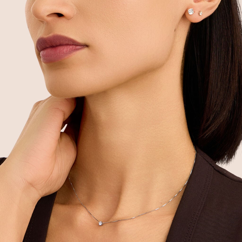Orecchini punto luce Silver Elegance in argento con zircone 5 mm