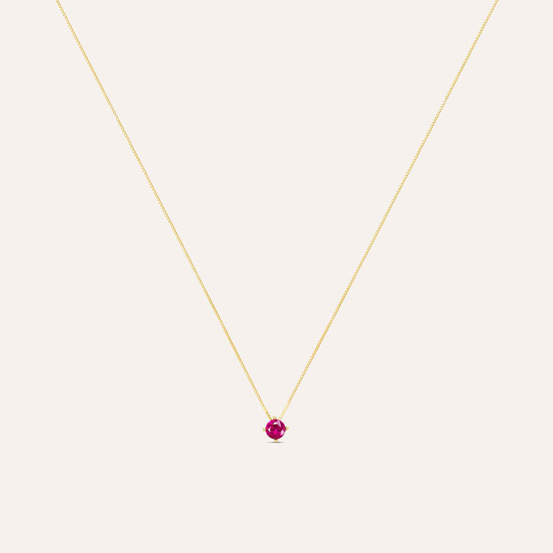Collana punto luce Silver Rainbow in argento rosato con zircone fucsia