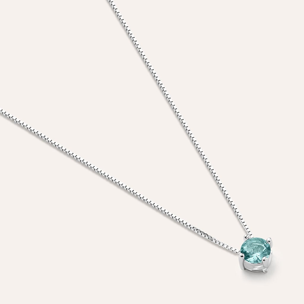 Collana punto luce Silver Rainbow in argento con zircone azzurro