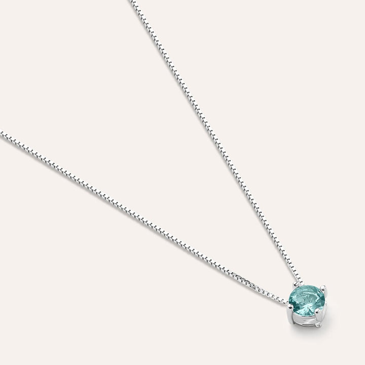 Collana punto luce Silver Rainbow in argento con zircone azzurro