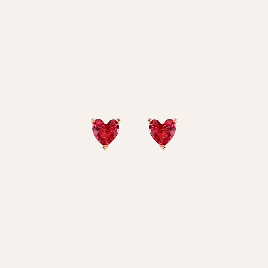 Orecchini cuore Silver Rainbow in argento rosato con zircone rosso