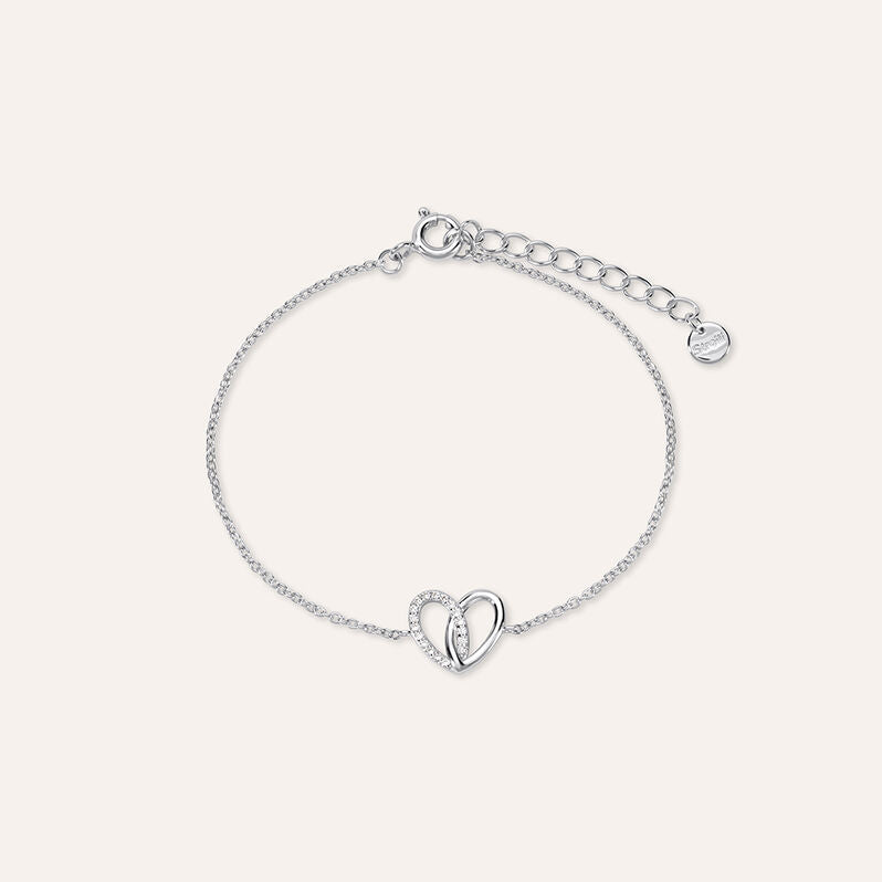 Bracciale cuore Silver Moments in argento rodiato con zirconi