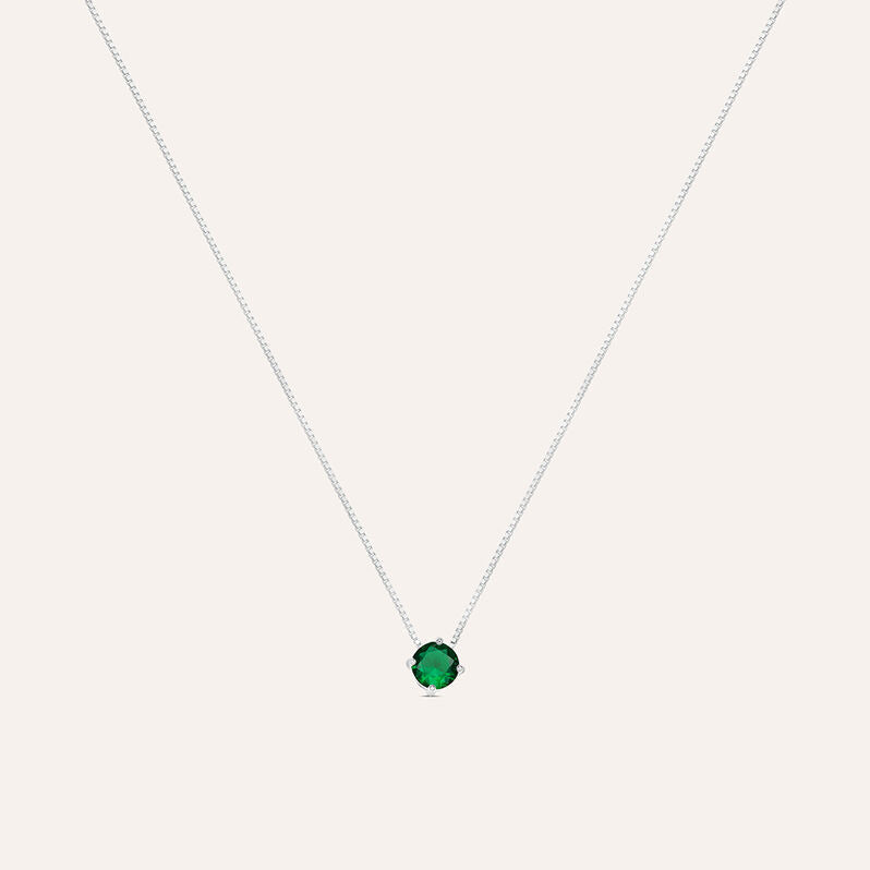 Collana punto luce Silver Rainbow in argento con zircone verde 5,7 mm