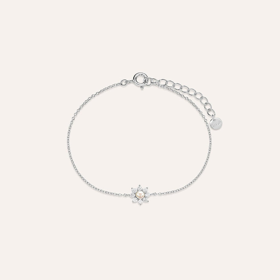 Bracciale fiore Silver Pearls in argento con perla e zirconi