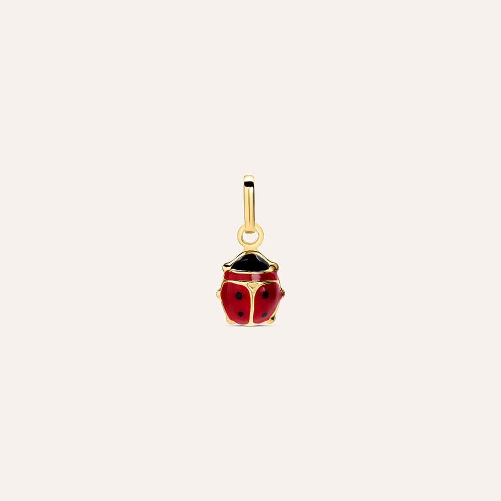 Pendente coccinella Poème in oro giallo 9 kt e smalto rosso