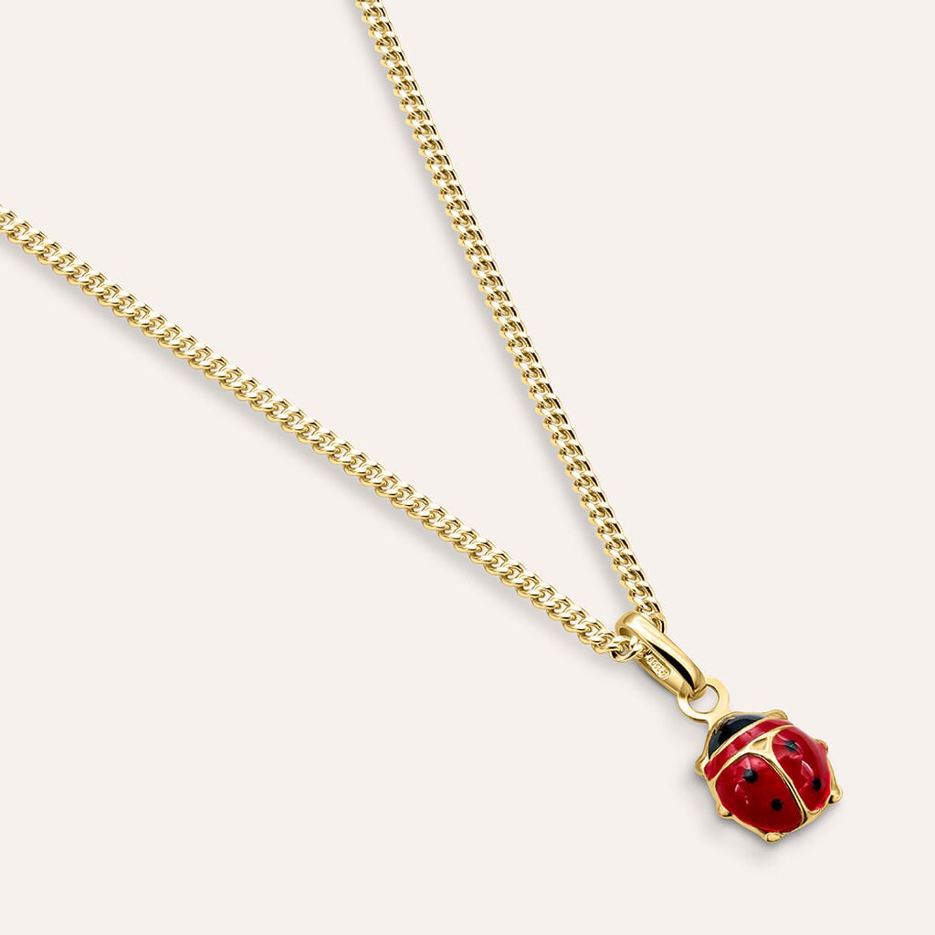 Pendente coccinella Poème in oro giallo 9 kt e smalto rosso