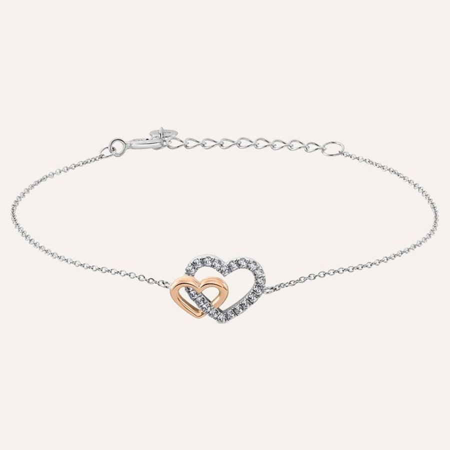 Bracciale doppio cuore Silver Moments in argento bicolore e zirconi