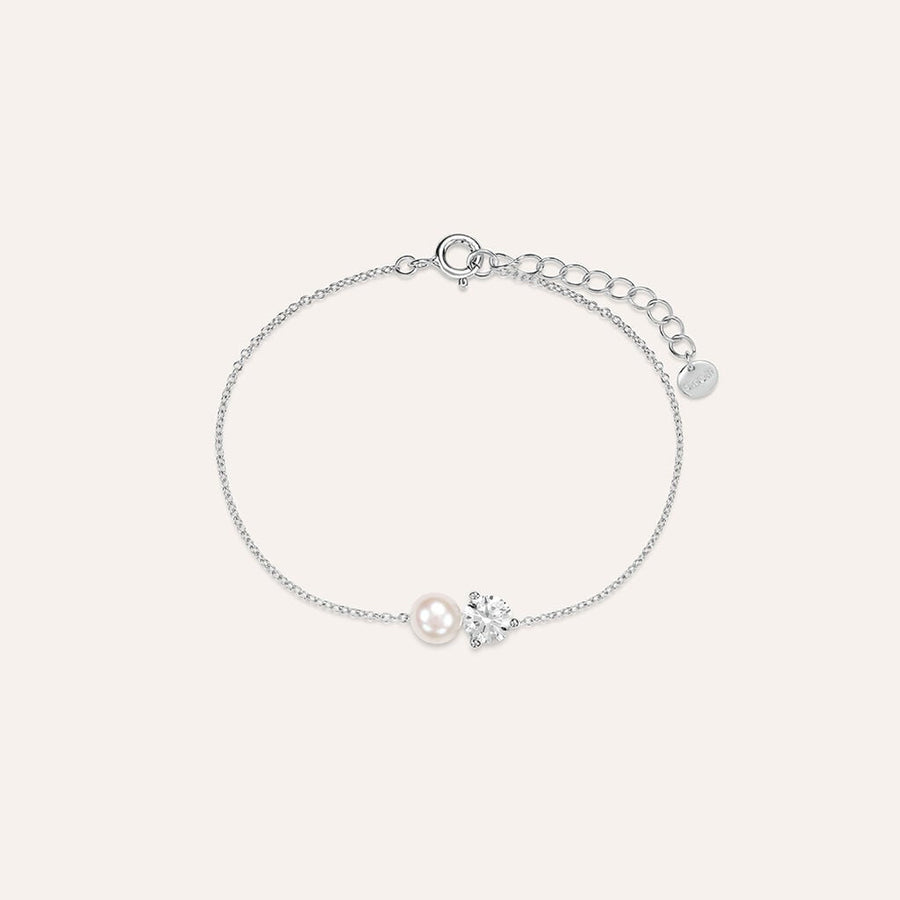 Bracciale Silver Pearls in argento rodiato con perla e zircone