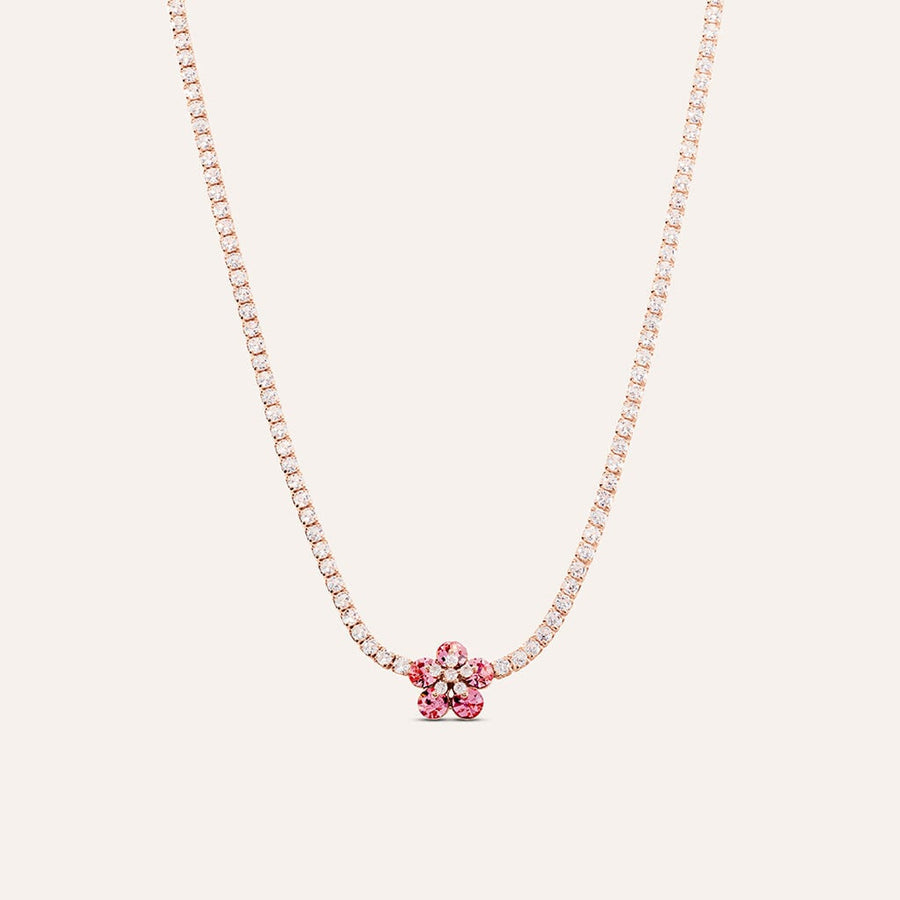 Collana fiore Romantic Shine in ottone rosato con cristalli