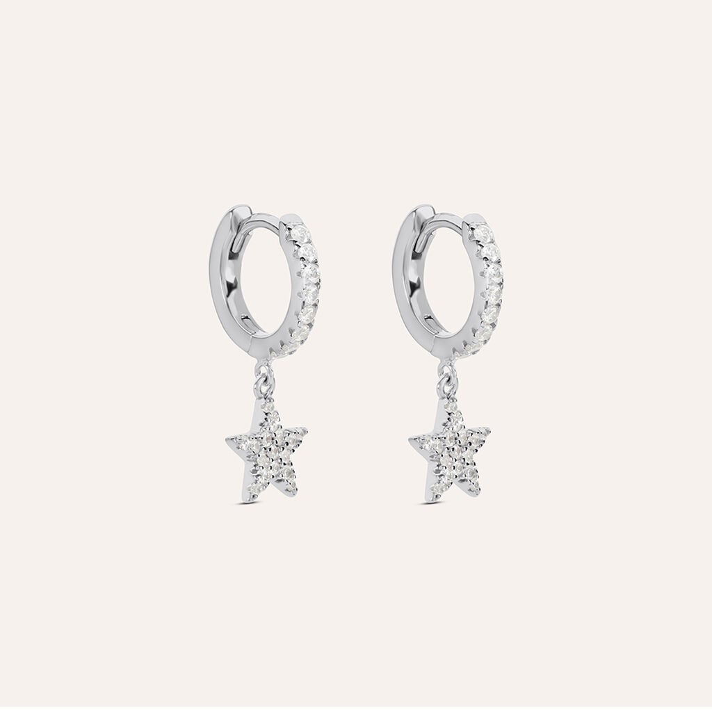 Orecchini a cerchio stella Silver Moments in argento con zirconi