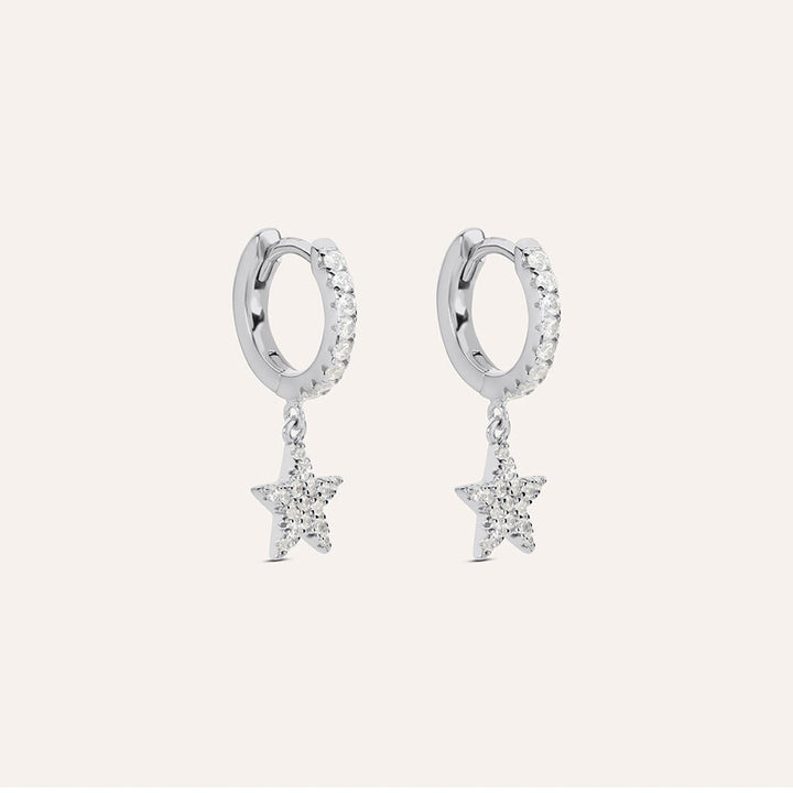 Orecchini a cerchio stella Silver Moments in argento con zirconi