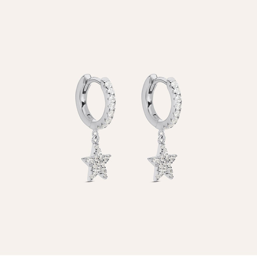 Orecchini a cerchio stella Silver Moments in argento con zirconi